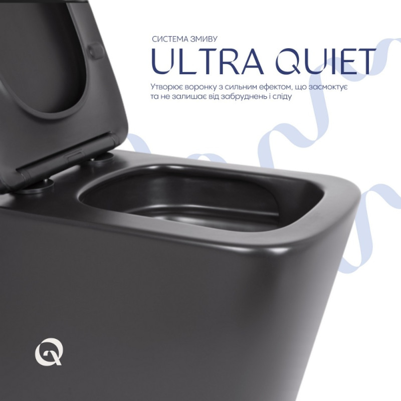 Унитаз подвесной Qtap Tern New Ultra Quiet с сиденьем с сиденьем Soft-Close MATT BLACK QT17332303ASMB
