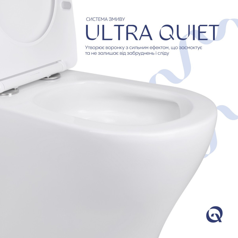 Унитаз напольный Qtap Virgo Ultra Quiet безободковый с сиденьем Soft-Close WHITE QT18226092AW