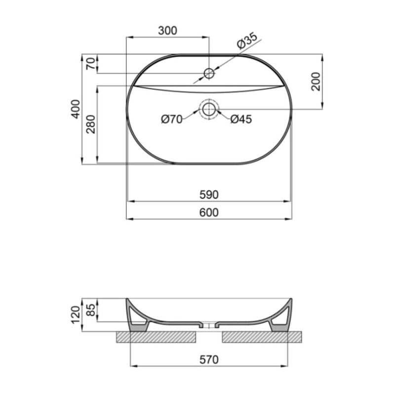 Раковина-чаша Qtap Scorpio 600х400х120 Matt black QT142203MBMBN