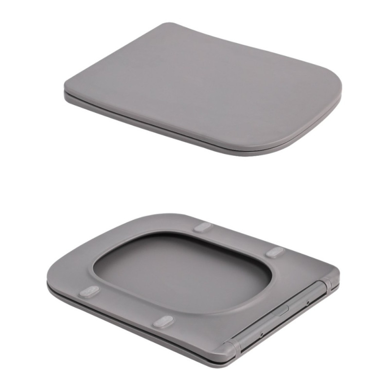 Унитаз подвесной Tern Ultra Quiet 490×365×325 мм, Stone Grey, с сиденьем Slim Duroplast / Soft-close / Quick Release QT17332303ASSG Qtap
