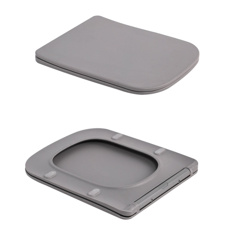 Унитаз подвесной Tern Ultra Quiet 490×365×325 мм, Stone Grey, с сиденьем Slim Duroplast / Soft-close / Quick Release QT17332303ASSG Qtap