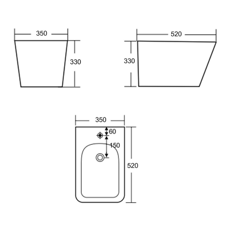 Біде підвісне Qtap Tern 520x350x330 мм, Anthracite QT17551303GAN