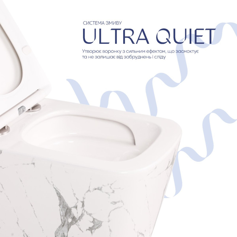 Унитаз подвесной Tern Ultra Quiet 490×365×325 мм, Marble, с сиденьем Slim Duroplast / Soft-close / Quick Release QT17332303ASMR Qtap