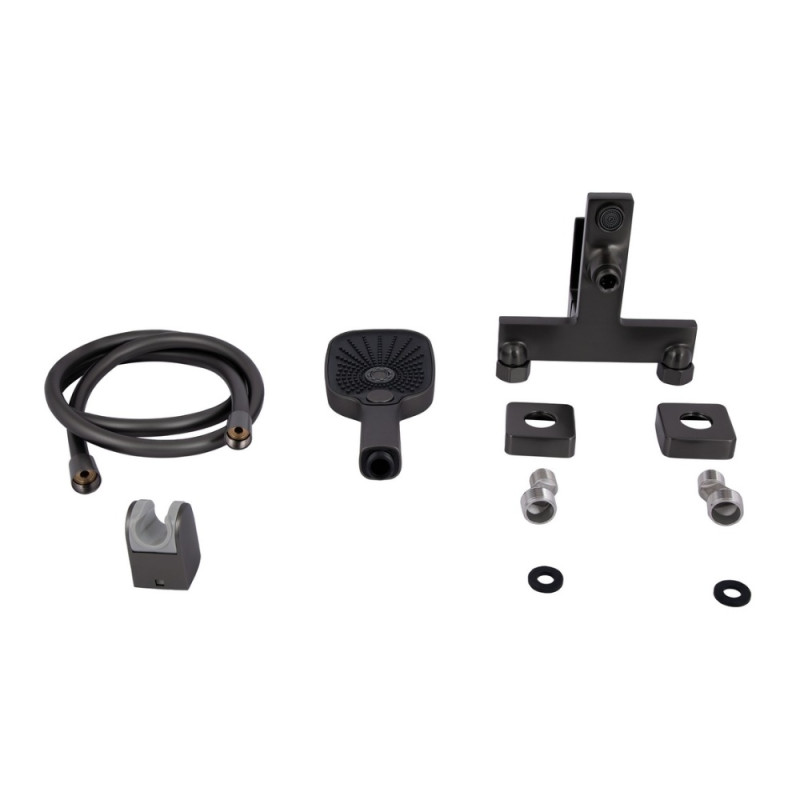 Змішувач для ванни Qtap Gemini (з душовим гарнітуром) QTGEM259GMB45684 Gunmetal Black PVD