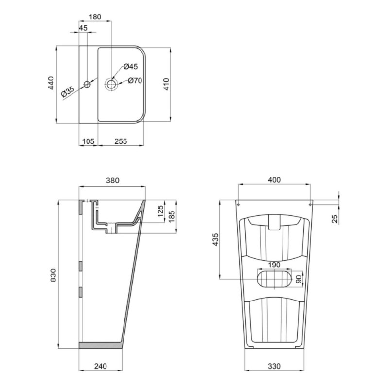 Раковина для підлоги моноблок Qtap Tern 440х380х830mm White QT1711G302WN