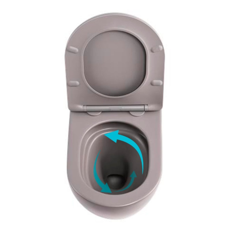 Унитаз подвесной Robin Ultra Quiet 490×365×325 мм, Stone Grey, с сиденьем Slim Duroplast / Soft-close / Quick Release QT13332381АSSG Qtap