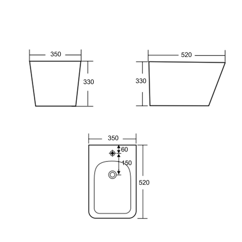 Біде підвісне  Qtap Tern 520x350x330 мм, Stone grey QT17551303GSG