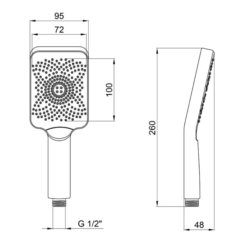 Лійка для ручного душу Lidz Niagara 33 145x95 мм прямокутна LDNIA33GRP48538 Graphite