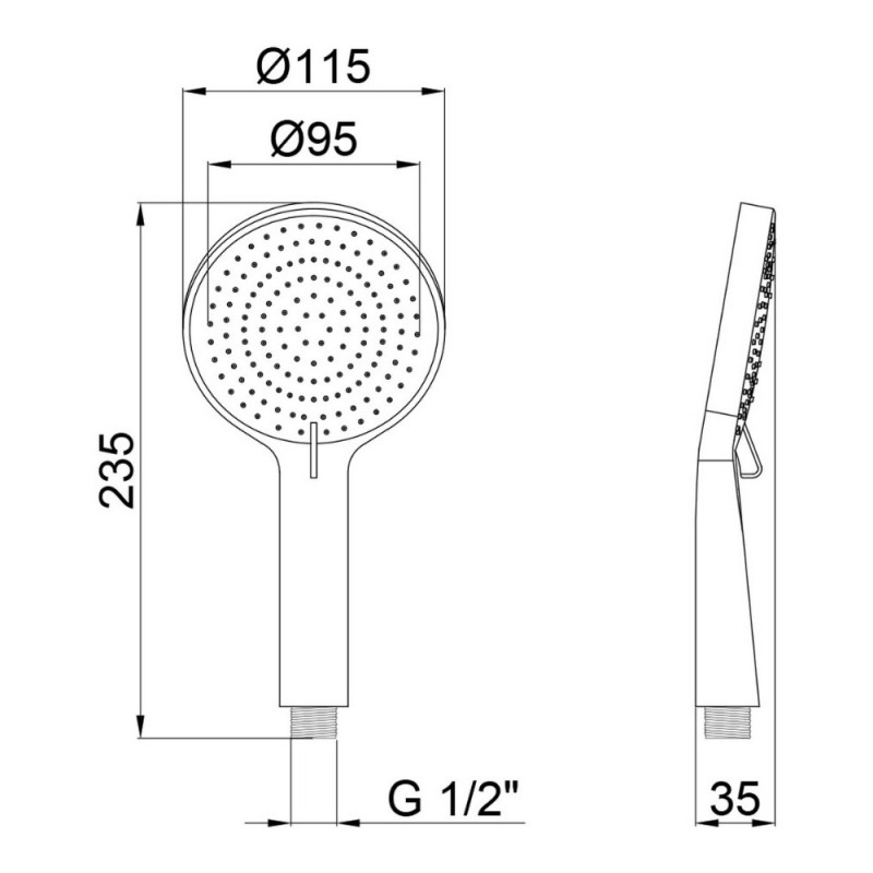 Лійка для ручного душу Qtap Rucni 115 мм округла QTRUCA116O3PCW Chrome
