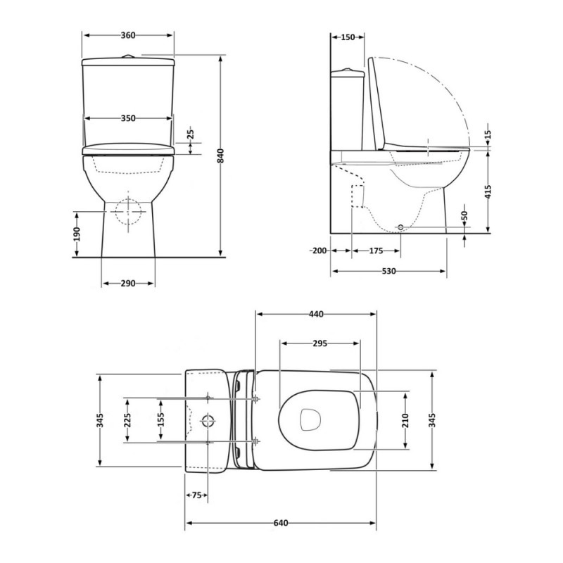 Унітаз підлоговий Qtap Stenava Rimless безобідковий з сидінням Soft-close WHITE QT27228303W
