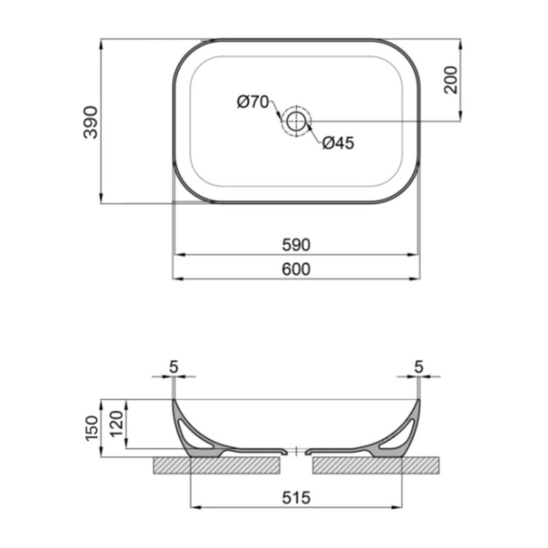 Раковина-чаша Qtap Robin 600x390x150 Matt black QT132143PMBMBN