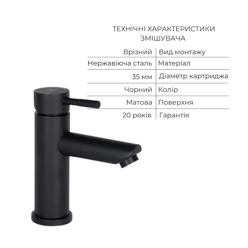 Комплект смесителей Lidz Aria Black: Душевая система LDARI1030BLA43373 + Смеситель для раковины LDARI001FBLA43367