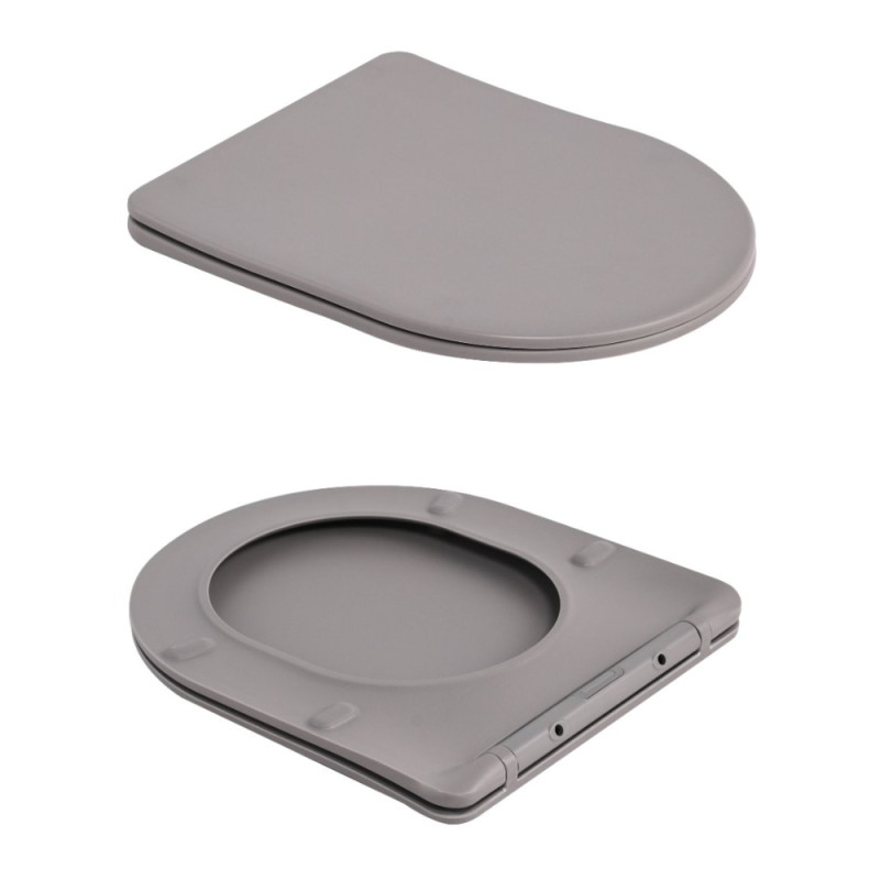 Унитаз подвесной Robin Ultra Quiet 490×365×325 мм, Stone Grey, с сиденьем Slim Duroplast / Soft-close / Quick Release QT13332381АSSG Qtap