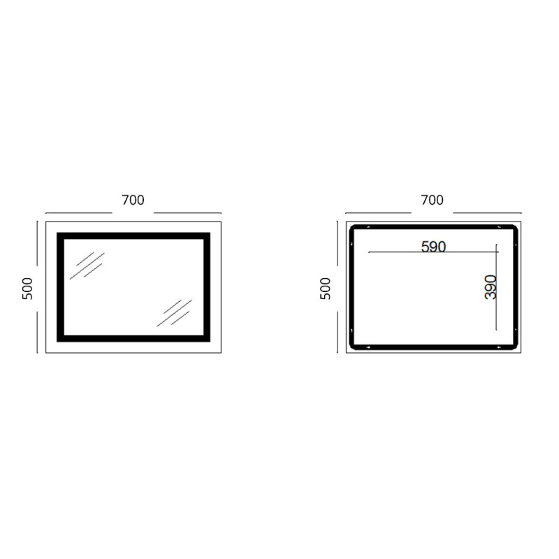 Зеркало Lidz Kubis (KU1) 700х500 с LED-подсветкой Touch, с антизапотеванием, с диммером, рег. яркости LD78LF90448485