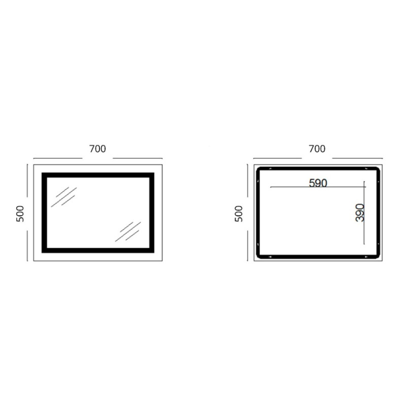 Дзеркало Lidz Kubis (KU1) 700х500 з LED-підсвічуванням Touch, з антизапотіванням, з димером, рег. яскравості LD78LF90448485