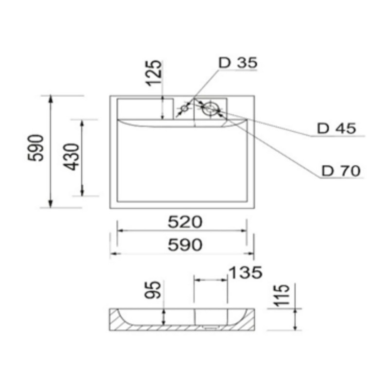 Раковина на пральну машину Qtap Arvin 595x595x115 мм, White QTARV2365WHI48575