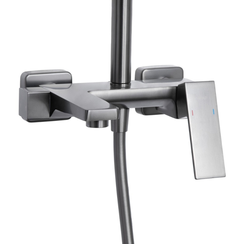 Душова система універсальна Qtap Gemini на три споживача (з виливом) QTGEM111GMB45688 Gunmetal Black PVD