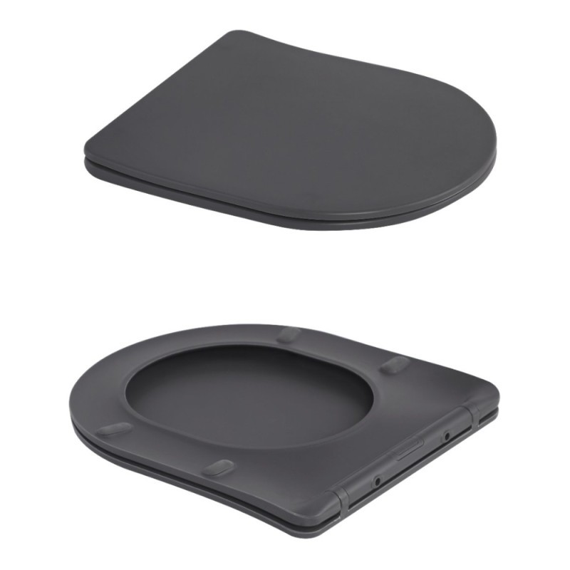 Унітаз підвісний Robin Ultra Quiet 490×365×325 мм, Anthracite, з сидінням Slim Duroplast / Soft-close / Quick Release QT13332381АSAN Qtap