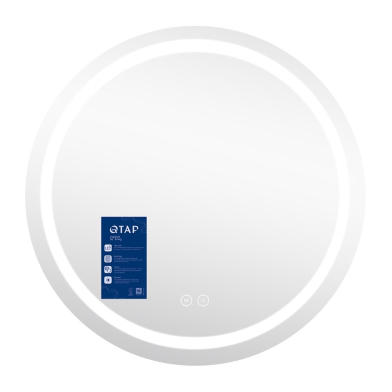 Дзеркало Qtap Mideya (MI6) R700 з LED-підсвічуванням Touch, з антизапотіванням, димером, рег. яскравості QT2078NCR7070W