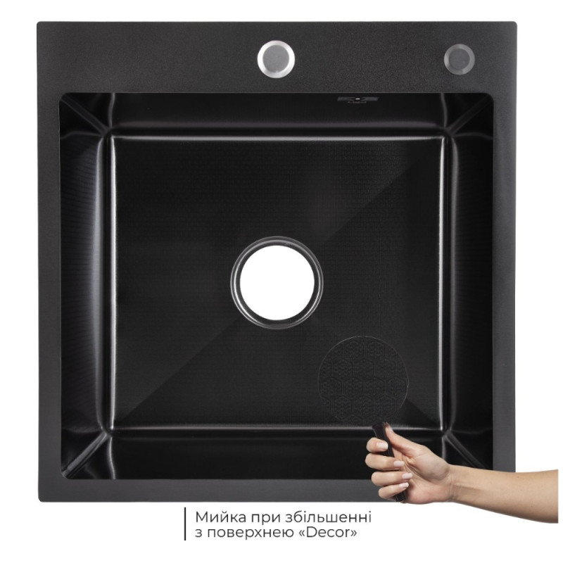 Lidz Handmade H5050HB Мийка для кухні інтегрована Decor Black PVD Honeycomb 2,5/0,5 мм LDH5050BDECPVD48369