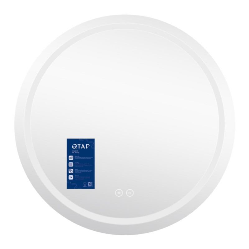 Дзеркало Qtap Mideya (MI6) R900 з LED-підсвічуванням Touch, з антизапотіванням, димером, рег. яскравості QT2078NCR9090W