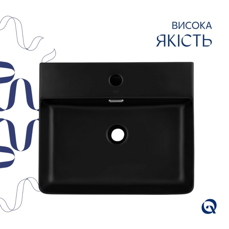 Раковина Qtap Nando LT 500х420х130 Matt black QT12116146AMB