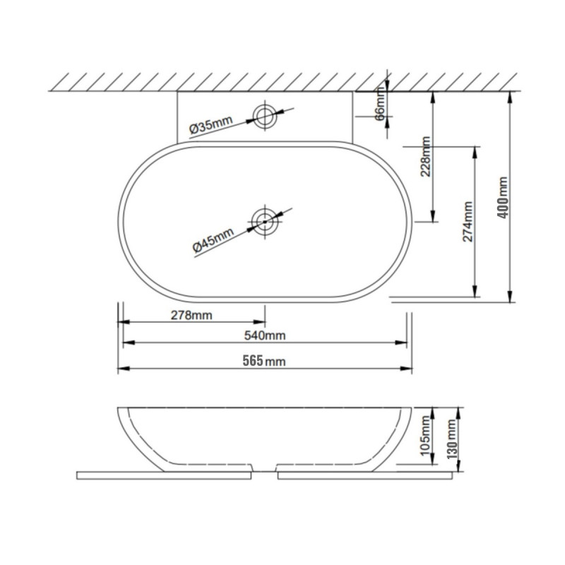 Раковина Qtap Cardinal 565х400х130 White QT0411K177WN