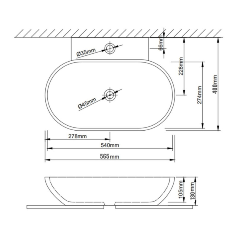 Раковина Qtap Cardinal 565х400х130 White QT0411K177WN