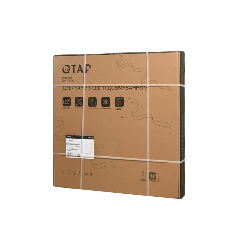 Зеркало Qtap Mideya (MI1) 800x800 с LED-подсветкой Touch, с антизапотеванием, диммером, рег. яркости QT2078NCF808048477