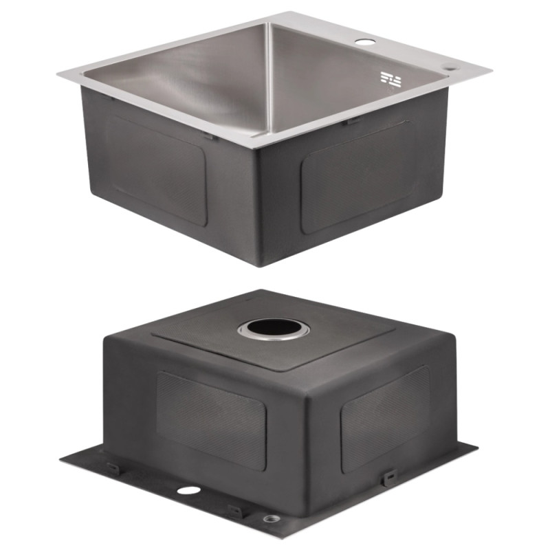 Акційний набір Lidz: мийка H5050 інтегрована Brushed Steel 3,0/1,0 мм + Змішувач Aria для кухні з гнучким виливом (k35) Grey