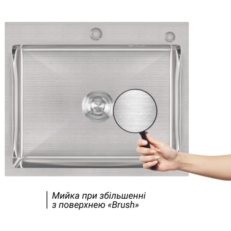Акційний набір Lidz: мийка H6050 інтегрована Brushed Steel 3,0/1,0 мм + Змішувач Aria для кухні з гнучким виливом (k35) Grey