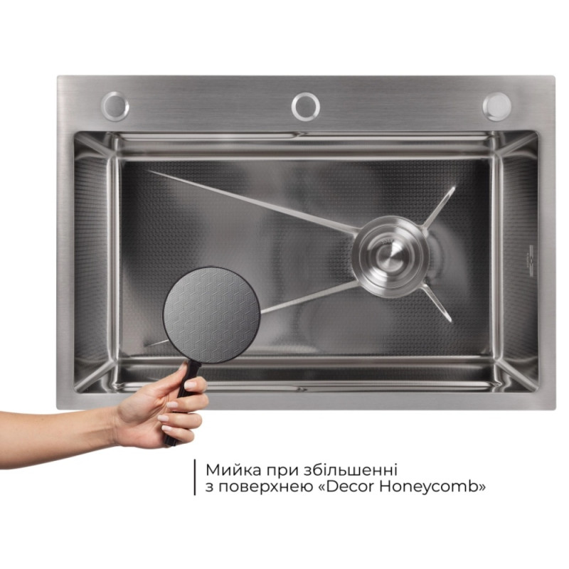 Акційний набір Lidz: мийка H6845 Decor 3,0/1,0 мм + Змішувач Aria для кухні з гнучким виливом (k35) Grey