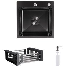 Акционный набор Lidz: мойка Handmade H4545 Black PVD Decor 2,5/0,5 мм + K01B Корзина для кухонной мойки