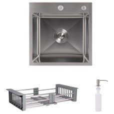Акционный набор Lidz: мойка Handmade H4545 Decor 2,5/0,5 мм + K01G Корзина для кухонной мойки
