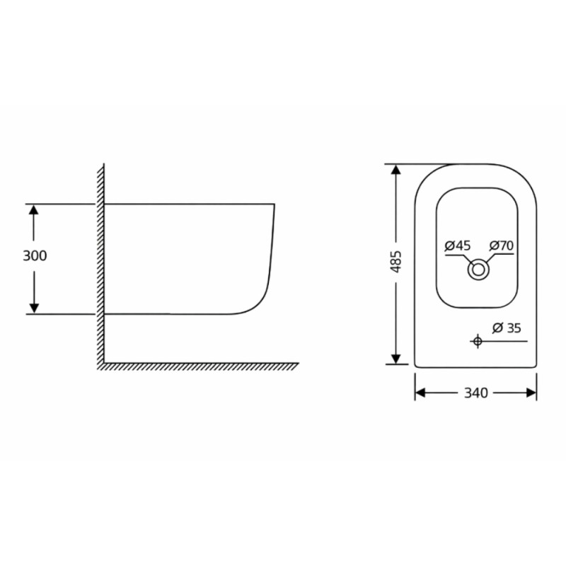 Биде подвесное Qtap Gemini 485×340×300 мм, White QTTAU28W49120