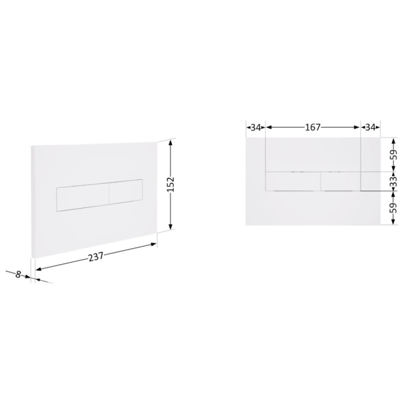Клавіша змиву Qtap Standard 152x236x28 мм, White, лінійна QTSTD164W49471