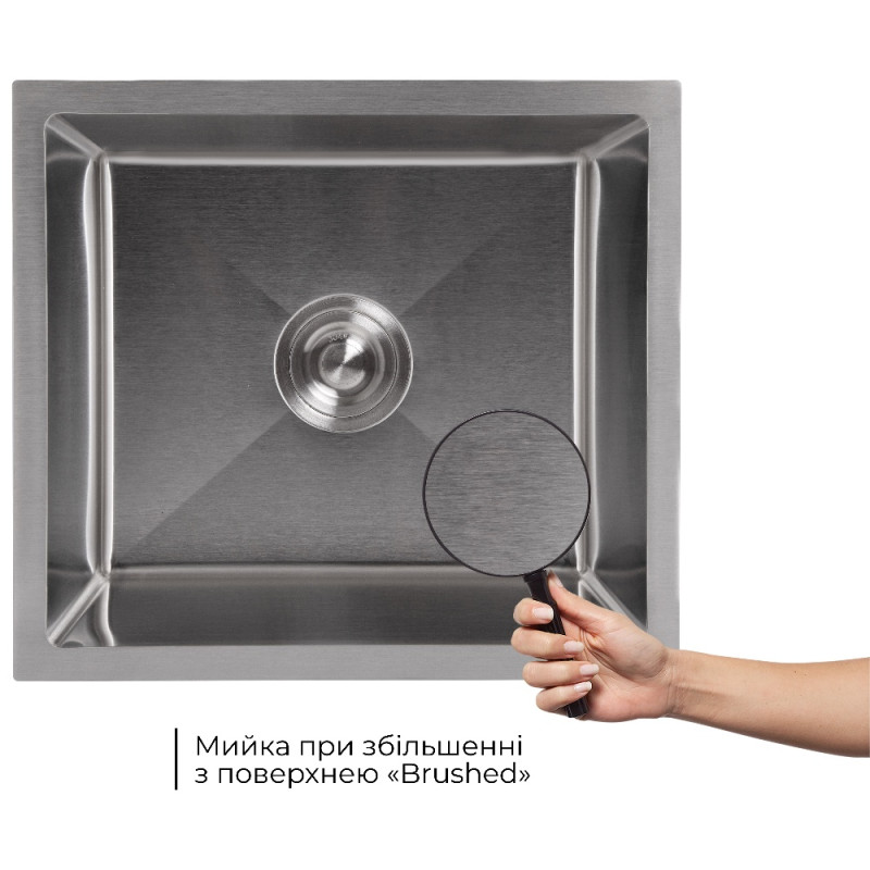 Мийка для кухні інтегрована під стільницю Lidz Handmade H4843 Brushed Steel 3,0/1,0 мм LDH4843BRU49441