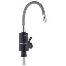 Проточний кран-водонагрівач з гнучким виливом для кухні  Lidz Warm 064  LDWAR064GRE49094 Black/Grey