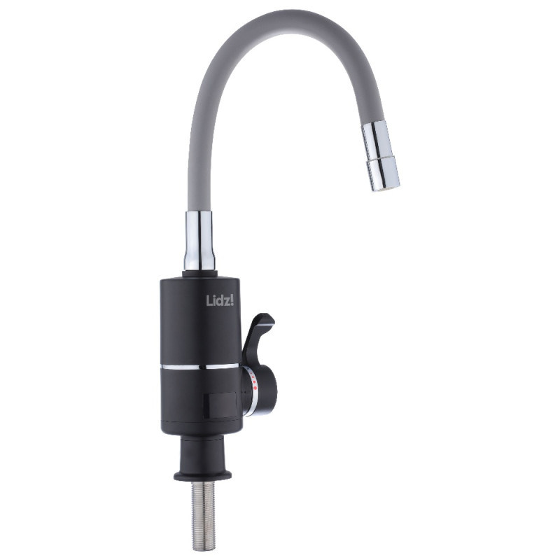 Проточный кран-водонагреватель с гибким изливом для кухни Lidz Warm 064 LDWAR064GRE49094 Black/Grey