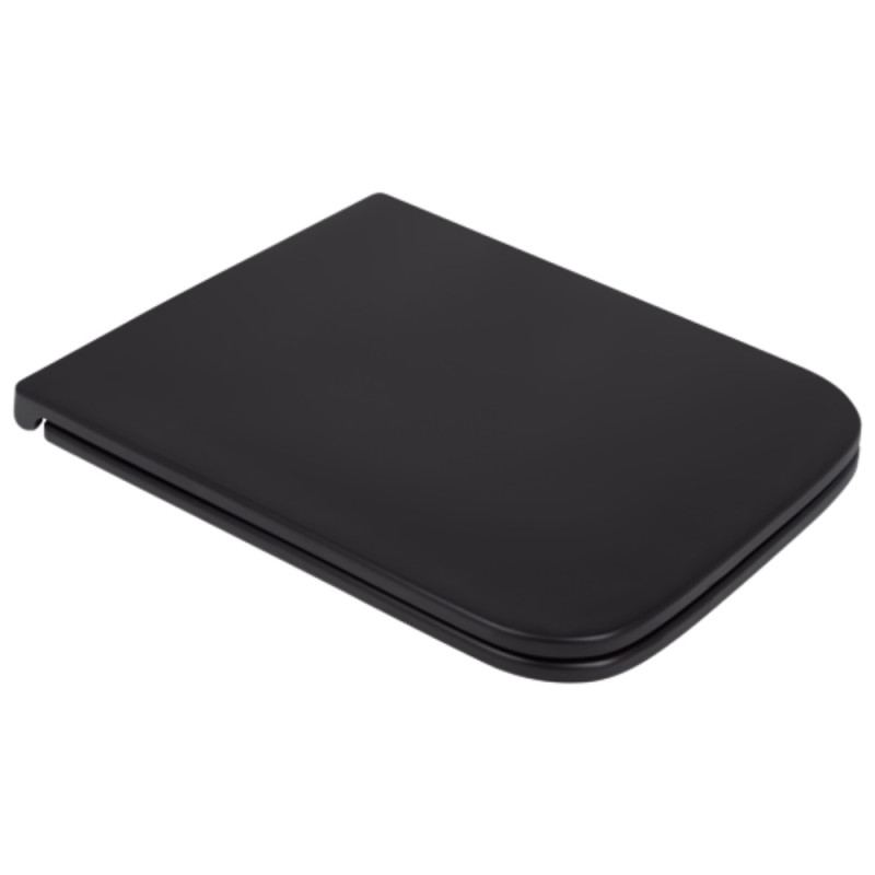Сидіння для унітаза (Gemini) 435x357x37 мм, Matt Black, з мікроліфтом, Slim Duroplast, Quick Release QT99HY2312MB Qtap