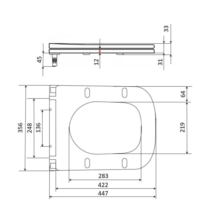 Сидіння для унітаза (Gemini) 435x357x37 мм, Matt Black, з мікроліфтом, Slim Duroplast, Quick Release QT99HY2312MB Qtap