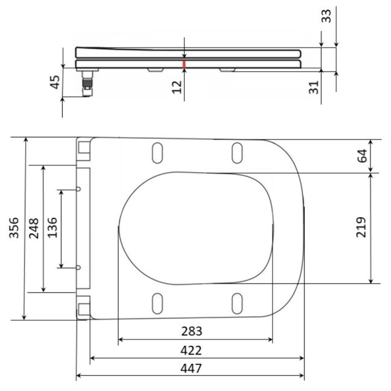 Сидіння для унітаза (Gemini) 435x357x37 мм, Matt Black, з мікроліфтом, Slim Duroplast, Quick Release QT99HY2312MB Qtap