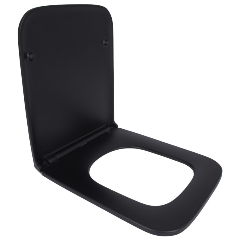 Сидіння для унітаза (Gemini) 435x357x37 мм, Matt Black, з мікроліфтом, Slim Duroplast, Quick Release QT99HY2312MB Qtap
