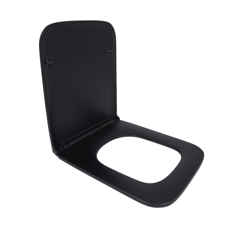 Сидіння для унітаза (Gemini) 435x357x37 мм, Matt Black, з мікроліфтом, Slim Duroplast, Quick Release QT99HY2312MB Qtap