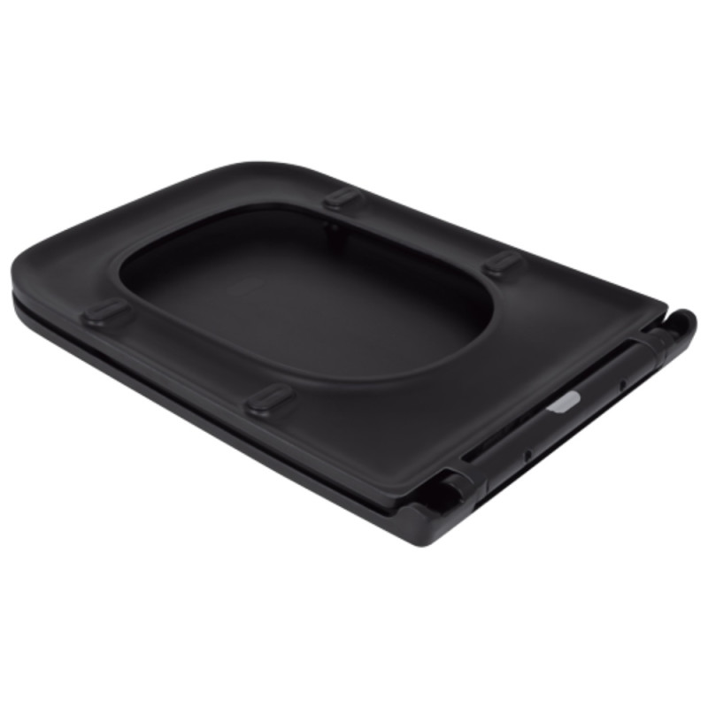 Сидіння для унітаза (Gemini) 435x357x37 мм, Matt Black, з мікроліфтом, Slim Duroplast, Quick Release QT99HY2312MB Qtap