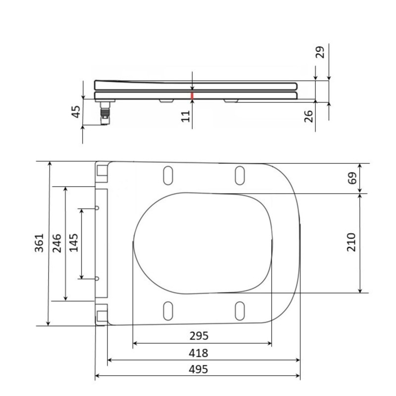 Сидіння для унітаза підлогового (Aries) 445×360×30 мм, White, з мікроліфтом? Slim Duroplast, Quick Release QT03228302W3 Qtap