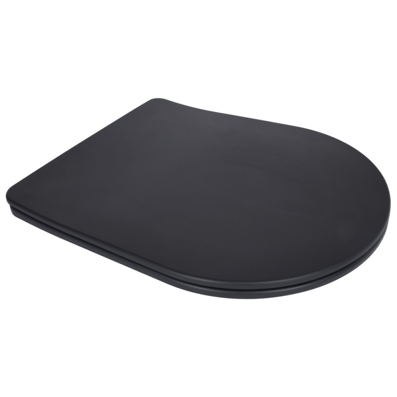 Qtap Сиденье для унитаза (Robin 660, Scorpio 520,660) 460x362x50 мм, Matt Black, с микролифтом, Slim Duroplast, Quick Release QTSC179MB47352