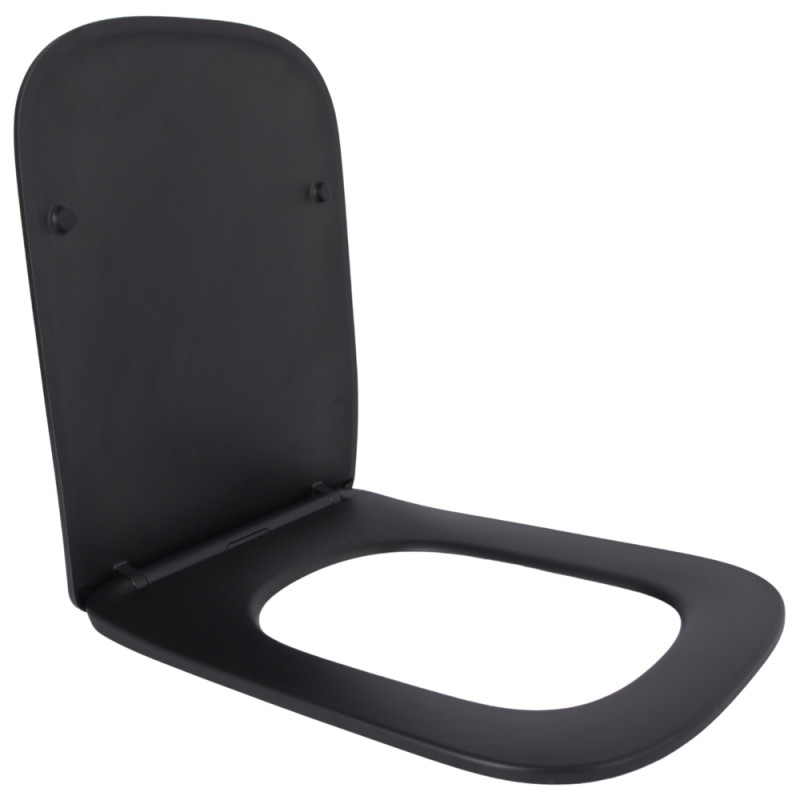 Сидіння для унітаза (Tern 490) 435x344x50 мм, Matt Black, з мікроліфтом, Slim Duroplast, Quick Release QTSC179MB47354 Qtap