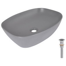 Раковина накладна Qtap Cardinal 500х380х140 мм, Stone grey, прямокутна, з донним клапаном QTCAR188SG49824