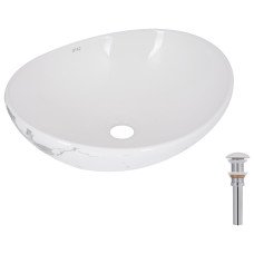 Раковина накладная Qtap Dove 415x340x140 мм, Marble, овальная, с донным клапаном QTDOV188SB49785